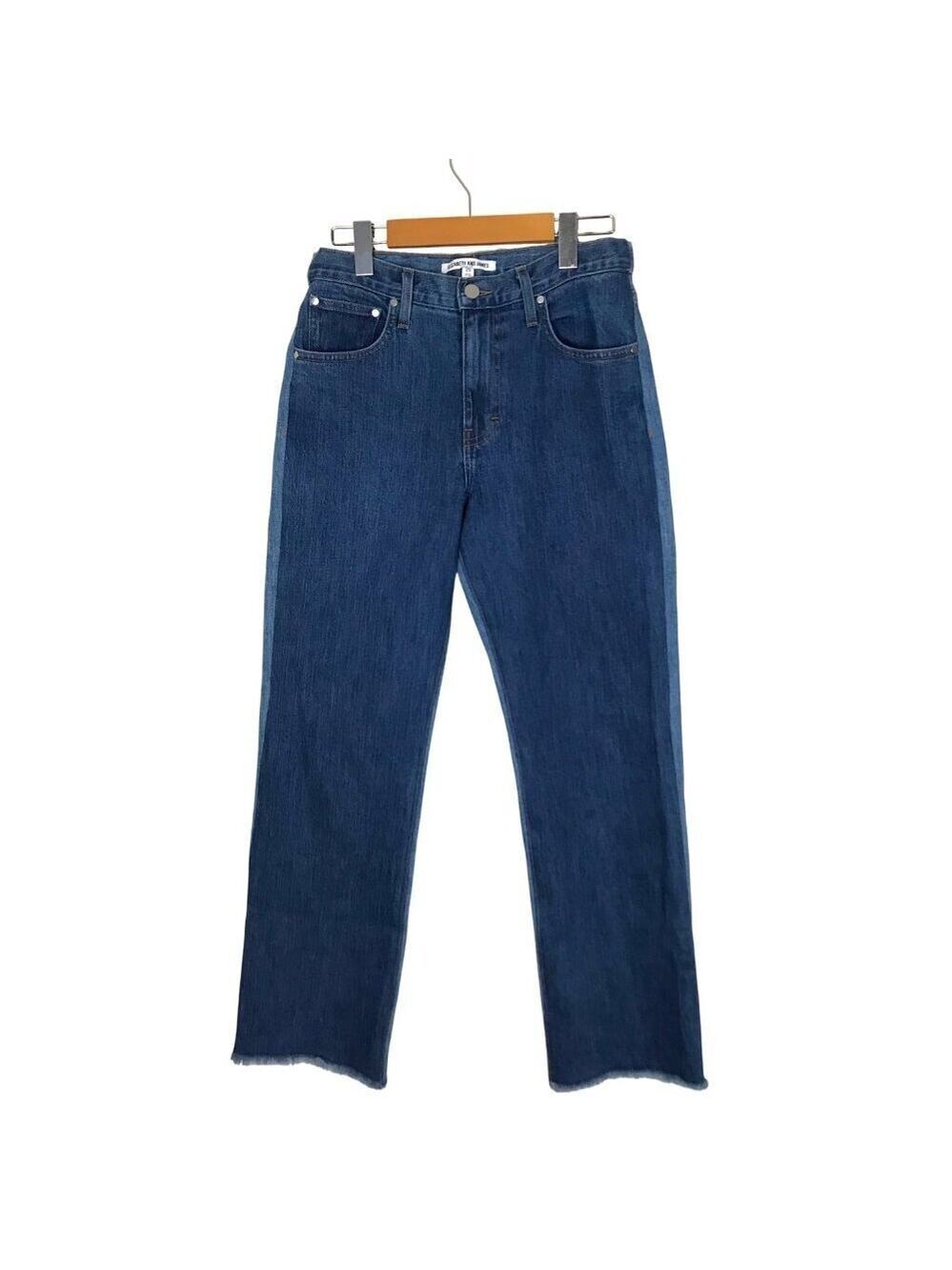 NWOT Elizabeth & James Patchwork High Rise Raw Hem Straight Jeans Size 26